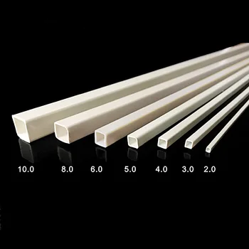50 Adet Yapı Kum Masa Modeli DIY El Yapımı Malzeme Beyaz Plastik Kalıp Tüp İçi Boş Kare Tüp 2-10mm 25cm Uzun reçine şekil