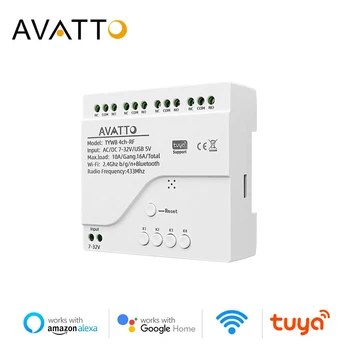 AVATTO Tuya Wifi 4 Kanal anahtar modülü, 7-32V/85-250V RF 433 Uzaktan Kumanda Röle, Alexa ile çalışır, Google ev, Yandex Alice