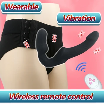 Giyilebilir yapay penis üzerinde kayış Pantolon Vajinal Vibratör Klitoris Stimülasyon Büyük Büyük Dick Uzaktan Kumanda Yetişkin Seks Oyuncak Kadınlar için Lezbiyen