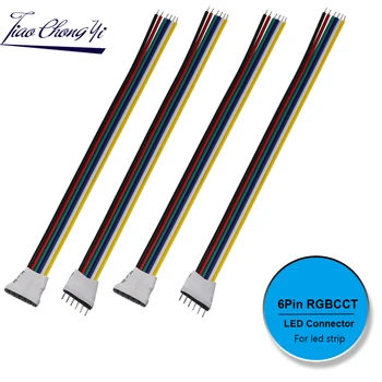10 Adet 6pin Erkek Veya Dişi LED konnektör 15cm kablo kordonu 2.0 mm veya 2.54 mm Pin Mesafesi 5050 RGBCCT LED şerit ışık