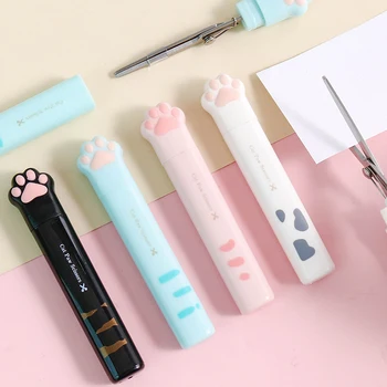 Sevimli Kedi Pençe Tasarım Makas Taşınabilir Çok Fonksiyonlu Mini Makas DIY Kesme Kağıt Sanat Aracı Kawaii Kırtasiye Ofis Malzemeleri