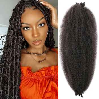 Ombre 24 İnç Sentetik Afro Marley Büküm Örgüler Uzantıları Sıkıntılı Yumuşak Kabarık Tığ Saç Kelebek Locs Kadınlar İçin