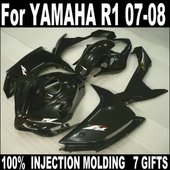 Siyah ABS plastik Yamaha enjeksiyon kalıplama YZFR1 2007 2008 motosiklet kaporta kiti YZFR1 07 08 BC41